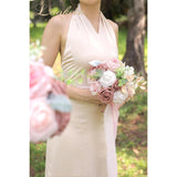 7 Inch Flower Bouquet For Bride Artificial Flowers Bouquet Bridesmaid Bouquet Bridal Bouquet Tossing Bouquet For Wedding Ceremony Anniversary, French Dusty Rose