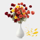 Artificial Chrysanthemum Flowers, 10 Stems Fake Orange Flowers Faux Mums For Home Decor, Centerpieces For Tables, Wedding, Party Decor And Kitchen