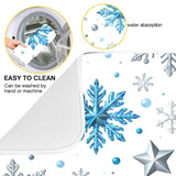 Winter Snowflakes And Stars Dish Drying Mats Merry Christmas Drying Mat With Hanging Loop Absorbent Dishes Drainer Pad Kitchen Counter Mat 18X24 In