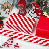 Mini Wrapping Paper Roll - Reversible Design (17" X 120") - Red Stripes For Christmas, Birhtday, Wedding