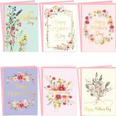 Happy Mother’S Day Greeting Cards With Envelopes 12Pcs Gold Foil Mothers Day Cards Bulk Flower Love Mom Cards Blank Inside