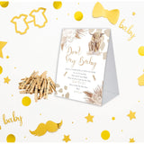 Don'T Say Baby Game For Baby Shower, 50 Wooden Clothespins And One Sign, Boho Cow Theme, Pins For Baby Shower Decorations, Boy Baby Shower, Baby Shower Supplies-Bb29