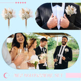 9 Pcs Dried Flowers Boutonniere For Men Boho Wedding Party Prom Corsage Decorations Grooms Buttonhole For Groom And Groomsmen Ceremony Decoration (Cute Style)