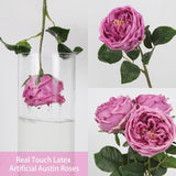 5Pcs Purple Roses Artificial Flowers Real Touch Latex Artificial Roses Fake Peony Stems For Wedding Bouquet Party Home Decor (Purple)