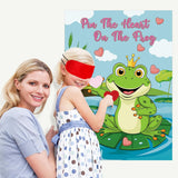 Pin The Heart On The Frog Valentines Games For Kids Valentines Party Games Supplies, Large Valentines Day Pin The Tail Games Poster With 36 Heart Stickers
