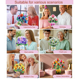 Pop Up Card Floral Bouquets For Women, Dasiy Sunflower Voilet Tulip Dahlia Rose Greeting Set For Grandmother Mom Wife Sister Mother'S Day Birthday Gift, Includes Envelopes And Blank Note Card