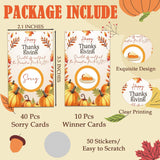 50 Pack Thanksgiving Scratch Off Game Cards Pumpkin Design Fall Party Game, Fun Autumn Dinner Activity And Raffle Prize Cards For Family And Classroom – A03