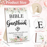 19 Pcs Bible Wedding Guestbook Sign And Pens Set Greenery Wooden Standing Bible Guest Book Sign 6 Highlighters 12 Fine Point Pens For Baby Shower Bridal Shower Party (Flower)