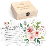 Rose 50 Pcs Floral Advice And Wishes Bridal Shower Cards For The Mr And Mrs Bridal Shower Games Cards With Advice And 1 Pack Keepsake Box For Guests Wedding Bride Groom Party Decorations