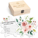 Rose 50 Pcs Floral Advice And Wishes Bridal Shower Cards For The Mr And Mrs Bridal Shower Games Cards With Advice And 1 Pack Keepsake Box For Guests Wedding Bride Groom Party Decorations