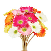 15Pcs Artificial Gerbera Daisies Flowers Fake Daisy Faux Mums Daisy Flower 15 Inch For Home Kitchen Decor (White,Pink,Yellow,Orange,Rose)