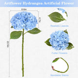 4Pcs Real Touch Hydrangea Artificial Flowers, 22.5'' Blue Full Latex Faux Hydrangea Flowers For Home Floral Arrangements Wedding Bouquets Kitchen Table Centerpiece Decorations