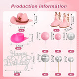 26 Pcs Cowgirl Cake Decorations Cowgirl Cake Topper Disco Decorations Hat Topper Western Cowboy Birthday Baby Shower For Western Theme Party Supplies(Pink,Cute)
