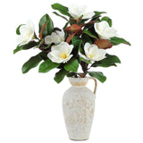 3 Pcs Artificial Magnolia Branches 25.6 Inches White Magnolia Leaves Stem Flowers Faux Greenery For Indoor Outdoor Home Bathroom Table Vase Farmhouse Wedding Decor