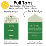 Big Dot of Happiness Camp Bachelorette Truth, Dare, or Share Pull Tabs Game, Cabin Glamping Bachelorette Party Game Pickle Cards - Set of 12
