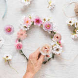 50 Pcs Fake Flower Heads, Mini Pink Artificial Flowers Heads, Bulk Silk Faux Flower, Faux Dahlia Peony Daisy Rose Hydrangea For Craft Garland Wedding Party Diy Home Decoration, 4-12 Cm, Pink