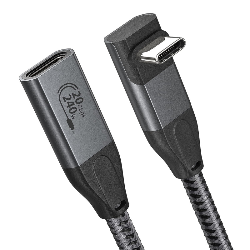 90 Degree Usb C Extension Cable 1.64Ft, Usb C 3.2 Extender With 240W Charging,