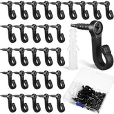 120 Sets Light Hanger Hooks For Christmas Outdoor Screw Hooks Christmas Patio Clips With Screw And Storage Box For Outside String Lights For Easy Release Wire And Fairy Led Lights(Black)