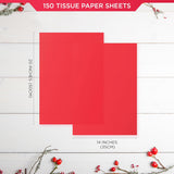 150 Sheets Red Tissue Paper For Gift Bags Bulk 14 X 20 Inch - Red Christmas Wrapping Paper For Romantic Wrap, Christmas Gifts, Valentine’S Day, Bouquet, Party, Holiday & Xmas Decorations