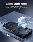 Surge Protector Power Strip 22 Outlets 6 USB Ports 2 USB C 2100J 6.5FT Extension Cord Black