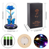 Valentines Day Birthday Gifts For Her Women Blue Rose Eternal Flower Light Up Rose In Glass Dome With Butterfly, Valentine'S Flowers Gifts For Her Wife Mom Girlfriend Delivery Prime Anniversary