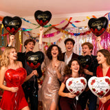 15Pcs Heart Balloons Valentines Day Decorations - 18 Inch Happy Valentines Day Balloon - Black And Red Heart Shaped Balloons For Valentine'S Day Party Decor - Romantic Decorations Special Night
