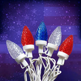 Red White And Blue Lights 25Ft C7 Led Patriotic String Light 25 Led Bulb 4Th Of July Lights, Plug In Christmas Light For