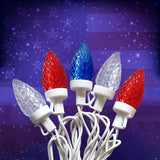 Red White And Blue Lights 25Ft C7 Led Patriotic String Light 25 Led Bulb 4Th Of July Lights, Plug In Christmas Light For