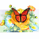 Butterfly On Flower Pop-Up Birthday Card – Handmade 3D Monarch Butterfly Floral Card For Wife, Mom, Her, Sister, Daughter, Ideal Gift For Birthday, Get Well, Thank You, Mothers Day, 6X8 Inch