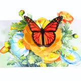 Butterfly On Flower Pop-Up Birthday Card – Handmade 3D Monarch Butterfly Floral Card For Wife, Mom, Her, Sister, Daughter, Ideal Gift For Birthday, Get Well, Thank You, Mothers Day, 6X8 Inch