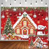 10X7Ft Christmas Gingerbread House Backdrop For Photography Winter Merry Xmas Tree Snowman Santa Party Decorations Supplies Baby Shower Birthday Banner Photography Background Photo Booth Props
