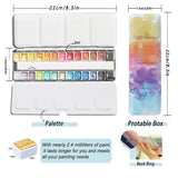 Metallic Watercolor Paint Set For Adult Artists, 24 Glitter Solid Water Color Paint 2Ml Handmade Half Pans Metal Case Sparkle Pearlescent Watercolour Painting Art Supplies