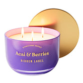 Acai Berries Scented Candle, 18Oz Natural Soy Wax, 3-Wick Large Aromatherapy Candles For Home Scented, 70Hour Burn Time, Luxur Candles Gifts For Women And Men