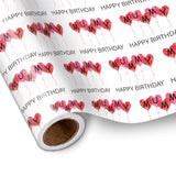 Mom'S Birthday Wrapping Paper Roll, Festive Balloon Hearts Happy Birthday Wrapping Paper For Mum Gift Wrap For Mom'S Birthday, Mother'S Day?For Women, Female, Mini Roll, 17 Inches X 16.4 Feet