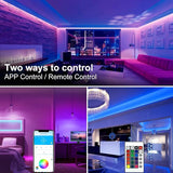 130FT RGB LED Strip Lights Remote Control 24V Bedroom Room Desk Indoor Decor Lighting