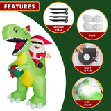 8Ft Christmas Inflatables Santa Claus Riding Dinosaur Decorations Outdoor,Christmas Blow Up Santa Claus Yard Decorations