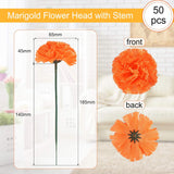 50 Pcs Day Of The Dead Marigold Flower Bulk Fiesta Flowers Artificial Dia De Los Muertos Decorations For Mexican Backdrop Party Floral With Stems Diy Marigold Garland