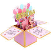Happy Birthday Pop Up Card For Grandma, Colorful Balloons & Fireworks 3D Birthday Greeting Card With Envelope For Grandmother From Family, Creative Gift