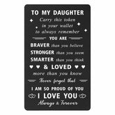 Daughter Christmas Cards - So Proud Of You Daughter Gifts From Mom Dad - Inspirational For Teen Girls Birthday Mothers Day, Metal Wallet Card