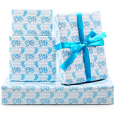 7 Sheet Baby Shower Wrapping Paper Boy,It'S A Boy Blue Footprints Boy Baby Shower Wrap Paper Folded Flat 20 X 28 Inches Per Sheet With Ribbon Set For Newborn Infant Kids Birthday Holiday Celebration Party Gift Wrap