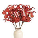 6 Pcs Valentine'S Day Decorative Stems, Handmade Fade-Resistant Red Artificial Flower Stems For Diy Wreath, Table Centerpiece, Wedding & Party Decor, Romantic Home Decorations