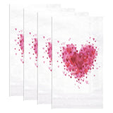 50Pcs Valentine'S Day Paper Napkins - 3-Ply Watercolor Love Pattern Guest Disposable Hand Towels For Bathroom, Happy Valentines Day Supplies - 4.3 X 7.9 In