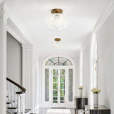 Gold Globe Glass Ceiling Light Modern Semi Flush Mount Fixture for Hallway Bedroom