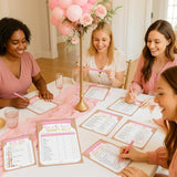 Baby Shower Games For Girl - 7 Games Instant Fun - Baby Prediction Cards, Guess Who Mommy Or Daddy, Word Scramble, Advice Cards, Pictionary, How Big Is Mommys Belly, Mason Jar Design