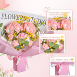Handmade Crochet Carnation Rose Daisy As A Gift For Mother'S Day, Lover, Friends. Crochet Flowers Bouquet, Knitted Flowers With Led Lights, Artificial Flower Finished Bouquet