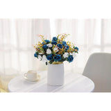 Artificial Flowers,2 Packs Of Artificial Roses.24 Little Rose Silk Flowers. Plastic Flowers,Plants For Home Hotel Wedding Christmas Tables Decorations.Cemetery Flowers Dark Blue
