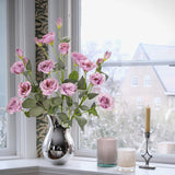 34.5" Purple Artificial Flowers Silk Fake Flower 3Pcs Eustoma Lisianthus Flowers With Long Stem Faux Flowers Arrangement Branch With 4 Heads For Diy Wedding Party Centerpiece Bouquet Table Home Decor