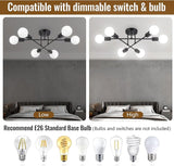 6 Light Modern Sputnik Chandelier Semi Flush Mount Ceiling Fixture for Living Room