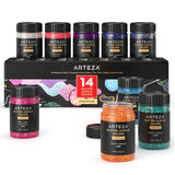 Glitter Acrylic Paint, 14 Iridescent Colors, 2 Fl Oz Bottles, Transparent Base, Iridescent Paint With Chunky Glitter, Art Supplies For Adding Accents To Canvas, Paper, Wood, And Glass