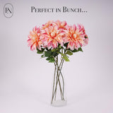 Artificial Peach Dahlia 6 Large Heads With Stem Faux Fake Silk Flower Decor For Vase Bouquet Home Living Room Indoor Outdoor Wedding Spring Summer All Seasons Diy Decoration Arrangement